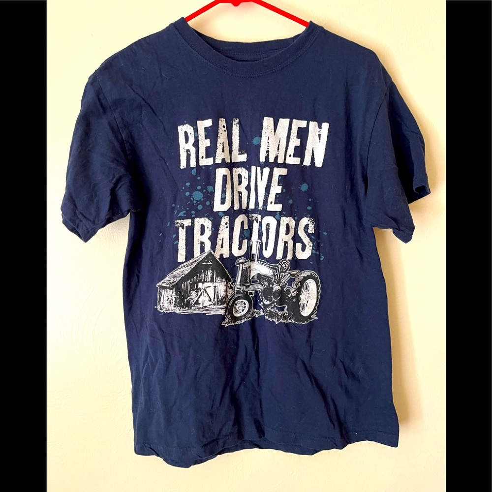 Real Men Drive Tractors Blue Shirt